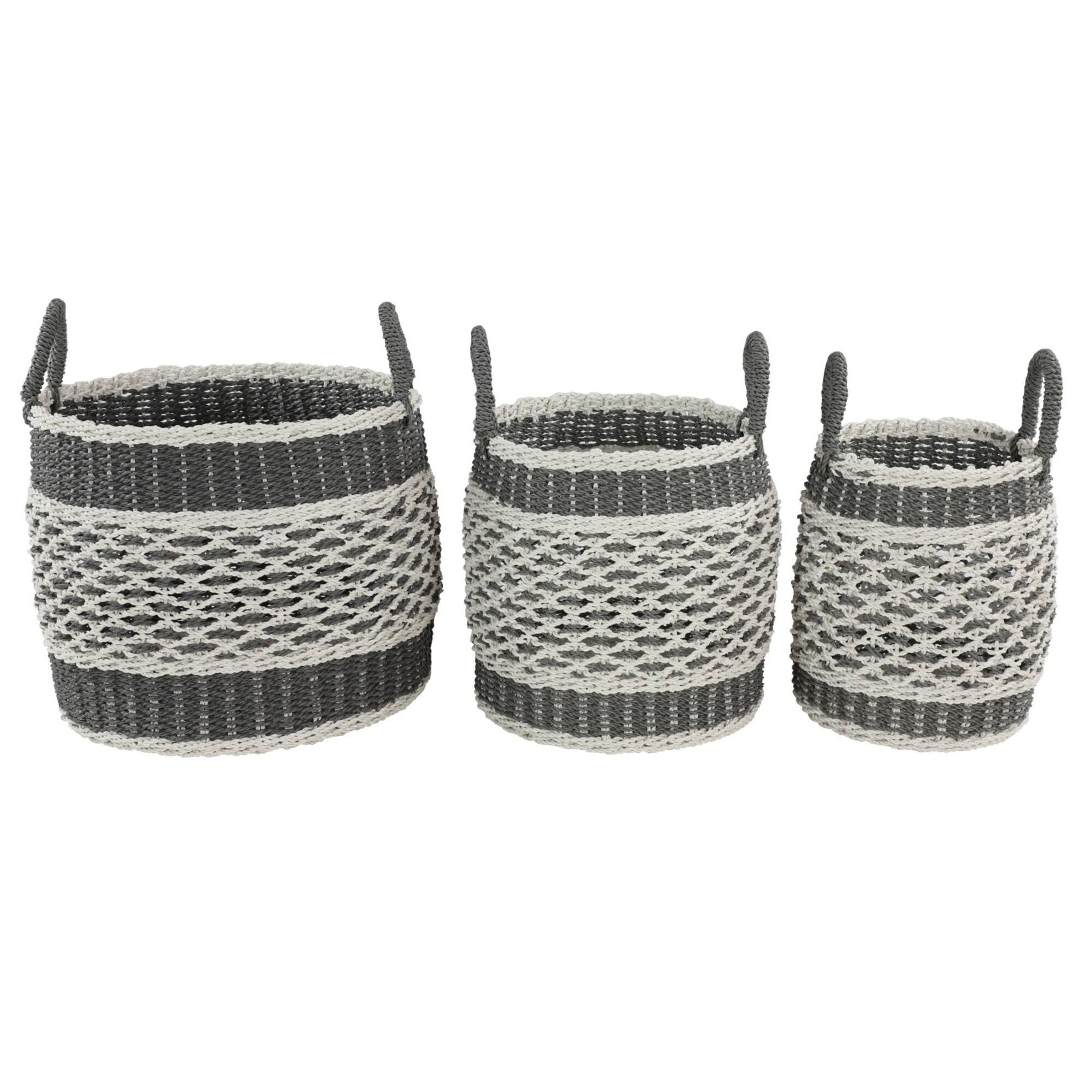 Gray Plastic Eclectic Storage Basket Set